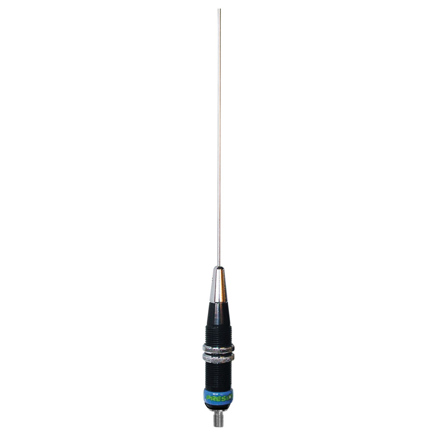 President - 40.16" Tall 100 Watt 1/4 Wave 26-28 Mhz Adjustable Cb Antenna With 3/8"X24" Threaded Base, Stainless Whip, Weather C