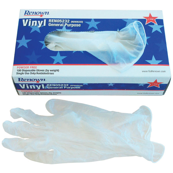 Disposable Powder-Free Vinyl Gloves, Box Of 100 (XL)