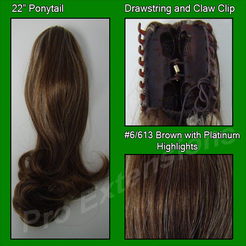 #6/613 Chestnut Brown w/ Platinum Highlights Ponytail