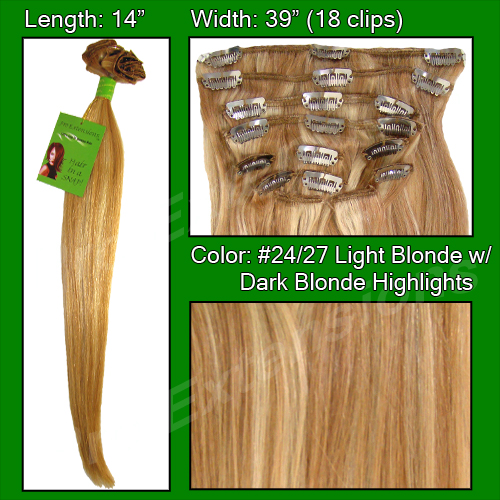 #24/27 Light Blonde w/ Dark Blonde Highlights - 14 inch