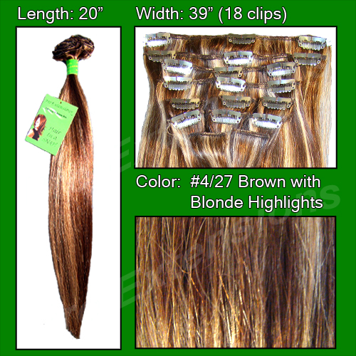 #4/27 Brown w/ Blonde Highlights - 20 inch Remi