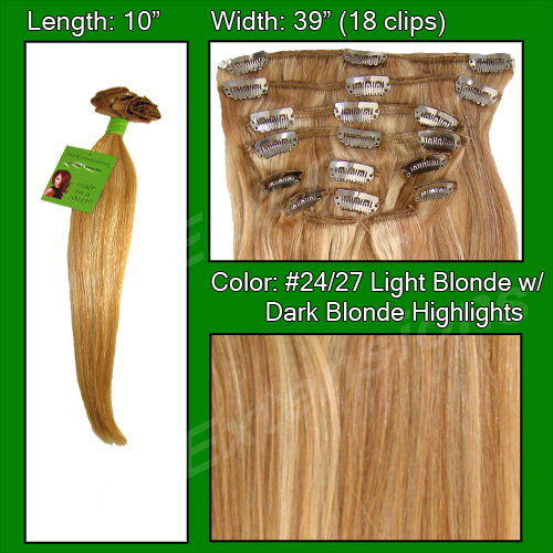 #24/27 Light Blonde w/ Dark Blonde Highlights - 10 inch