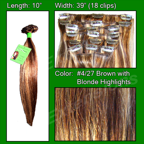 #4/27 Brown w/ Blonde Highlights - 10 inch