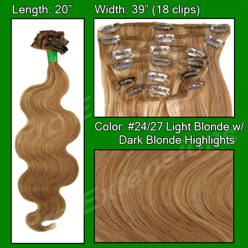 #24/27 Light Blonde w Dark Blonde Highlights - 20" Body Wave