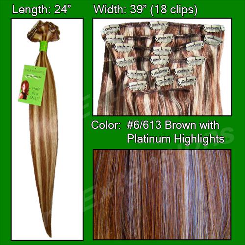 #6/613 Chestnut Brown w/ Platinum Highlights - 24 inch REMI