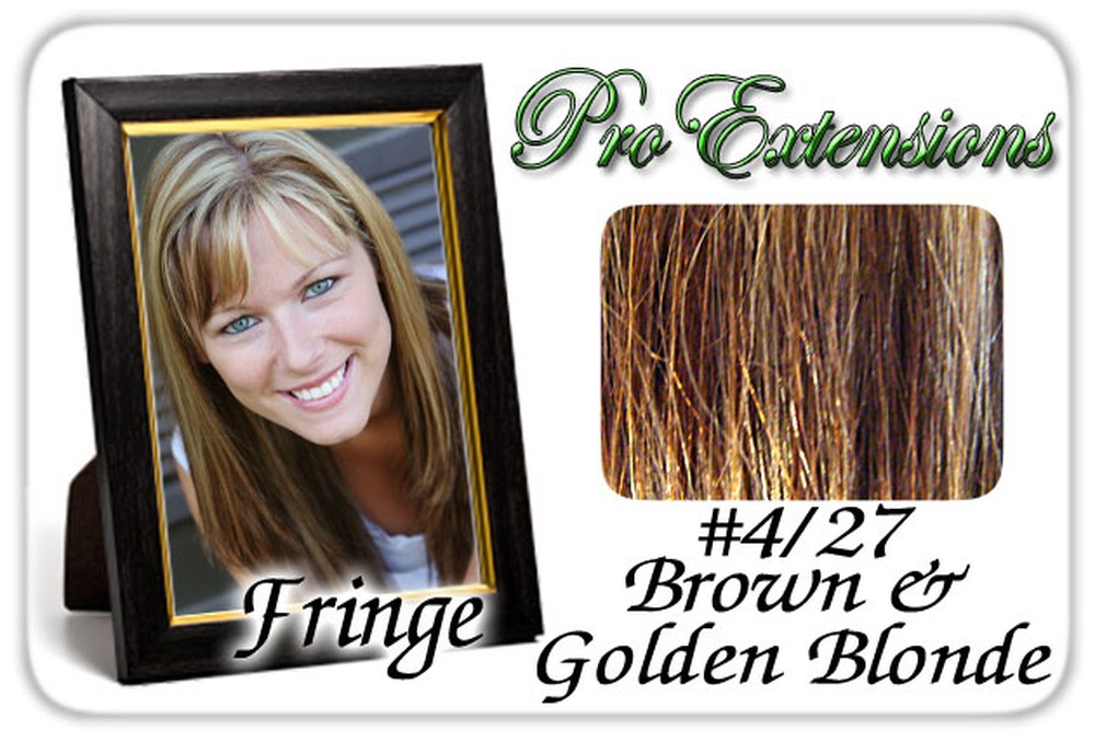 #4/27 Brown w/ Golden Highlights Pro Fringe Clip In Bangs