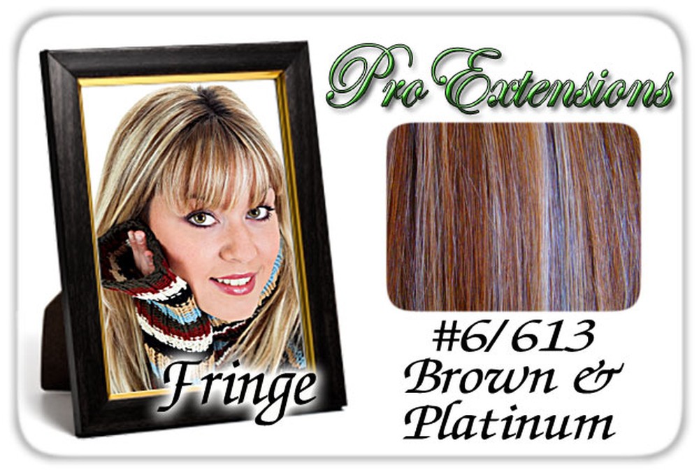 #6/613 Chestnut Brown & Platinum Highlights Clip In Bangs