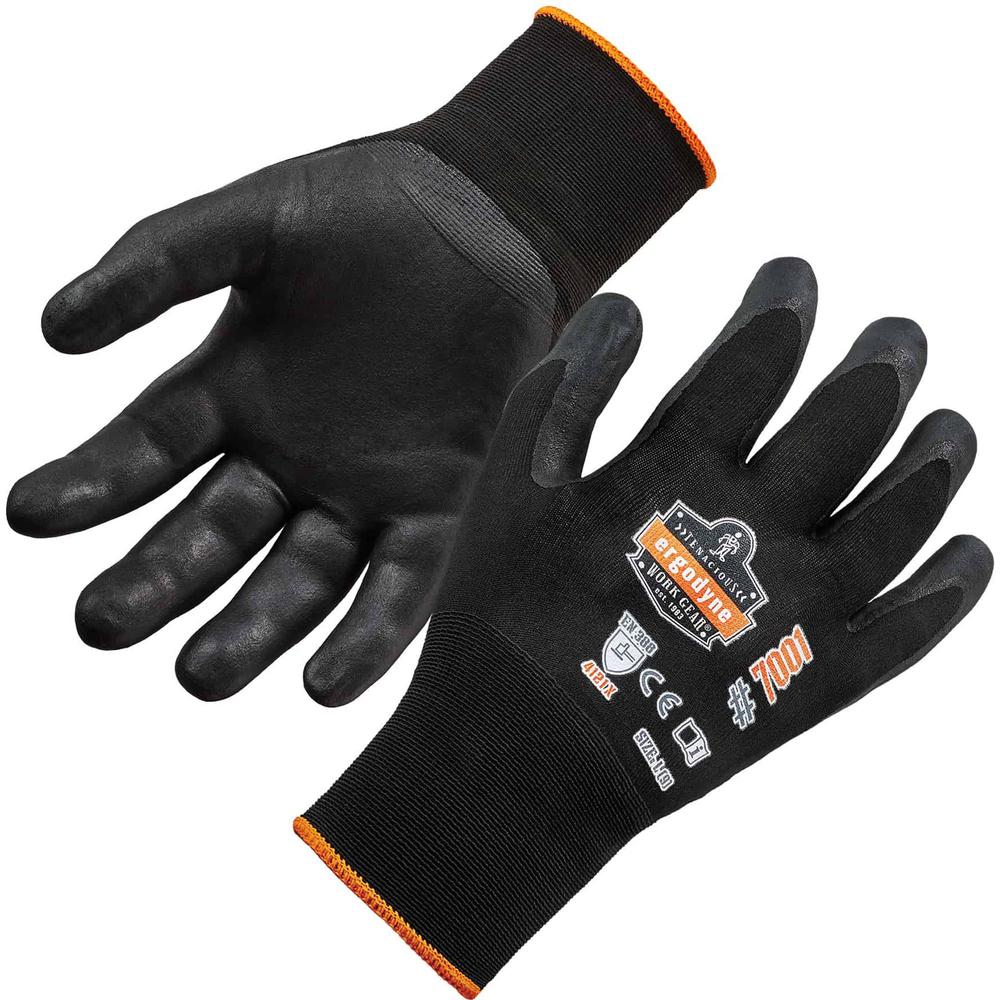 Ergodyne ProFlex 7001 Abrasion-Resistant Nitrile-Coated Gloves - DSX - Nitrile Coating - Small Size - Black - Abrasion Resistant