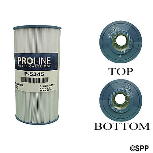 Filter Cartridge, Proline, Diameter: 5-5/16", Length: 10-1/8", Top: 2-1/8" Open, Bottom: 2-1/8" Open, 45 sq ft