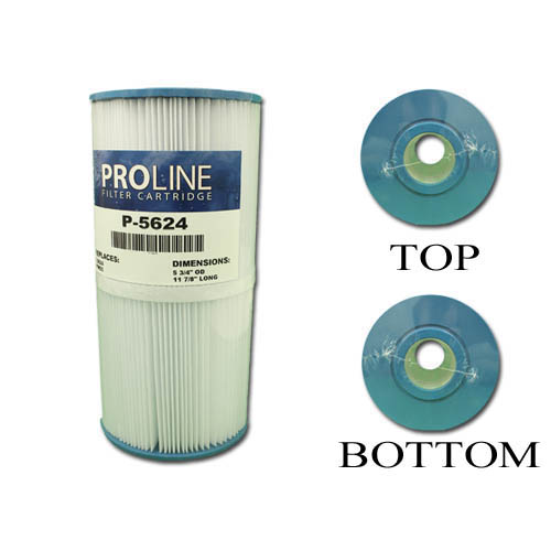Filter Cartridge, Proline, Diameter: 5-3/4", Length: 11-7/8", Top: 2-1/8" Open, Bottom: 2-1/8" Open, 25 sq ft