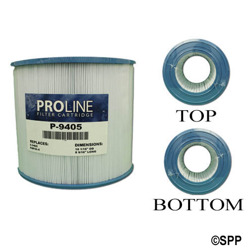 Filter Cartridge, Proline, Diameter: 10-1/16", Length: 8-9/16", Top: 6" Open, Bottom: 6" Open, 50 sq ft