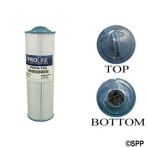 Filter Cartridge, Proline, Diameter: 5-3/16", Length: 16-1/8", Top: Handle, Bottom: 2" MPT, 75 sq ft