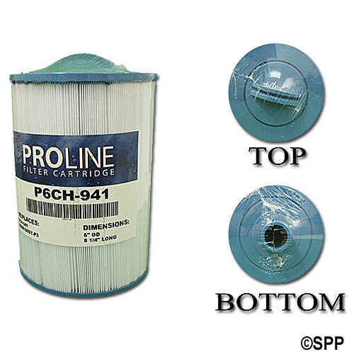 Filter Cartridge, Proline, Diameter: 6", Length: 8-1/4", Top: Handle, Bottom: 1-3/4" Male Slip Fitting, 45 sq ft