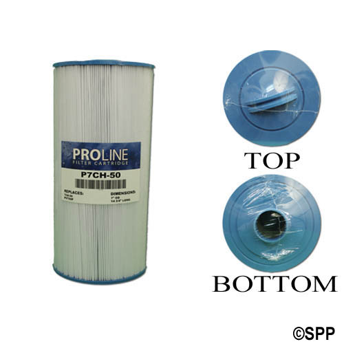 Filter Cartridge, Proline, Diameter: 7", Length: 14-3/4", Top: Handle, Bottom: 1-1/2" MPT, 50 sq ft