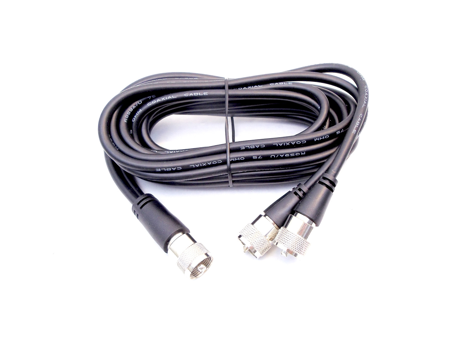 Procomm - 9'  Rg59A/U 75 Ohm Co-Phase Coax Cable  With 3 Molded Pl259 Connectors