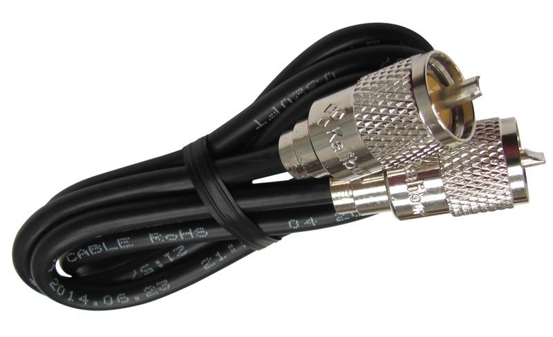 PROCOMM -12' RG8X BLACK COAX CABLE WITH SOLDERED PL259 CONNECTORS ON EACH END