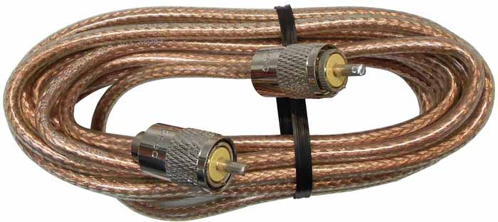 18' Rg8X Cable W/Pl259 Connectors Clear Jacket