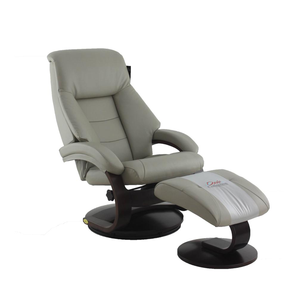 Relax-R Montreal Recliner and Ottoman in Putty Top Grain Leather