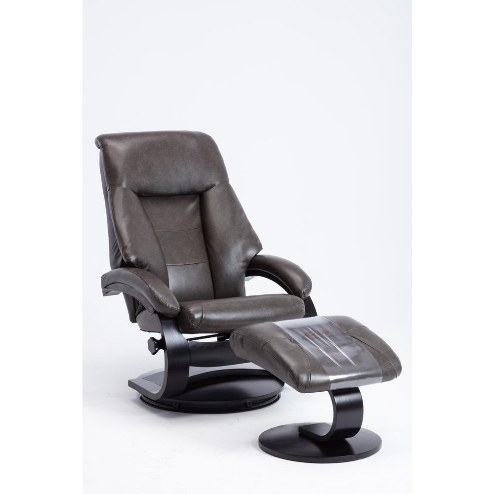 Relax-R Montreal Recliner and Ottoman in Black Pepper Air Leather