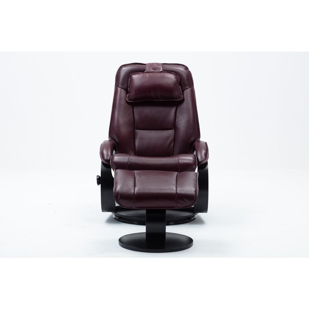 Relax-R Brampton Recliner and Ottoman in Merlot Top Grain Leather