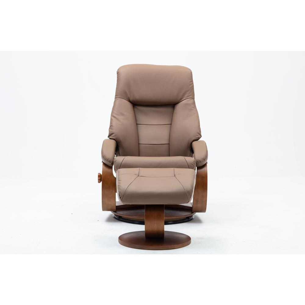 Relax-R Montreal Recliner and Ottoman in Sand Top Grain Leather