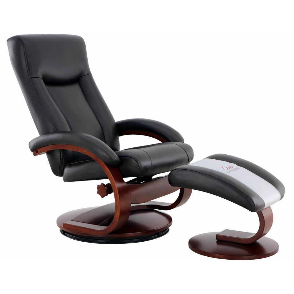 Relax-R Hamilton Recliner and Ottoman in Black Top Grain Leather