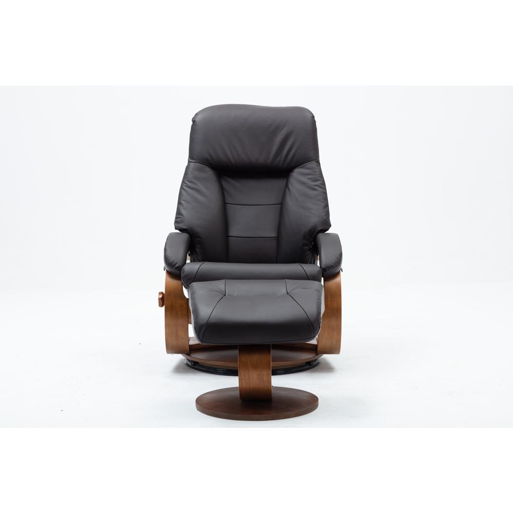 Relax-R Montreal Recliner and Ottoman in Espresso Top Grain Leather