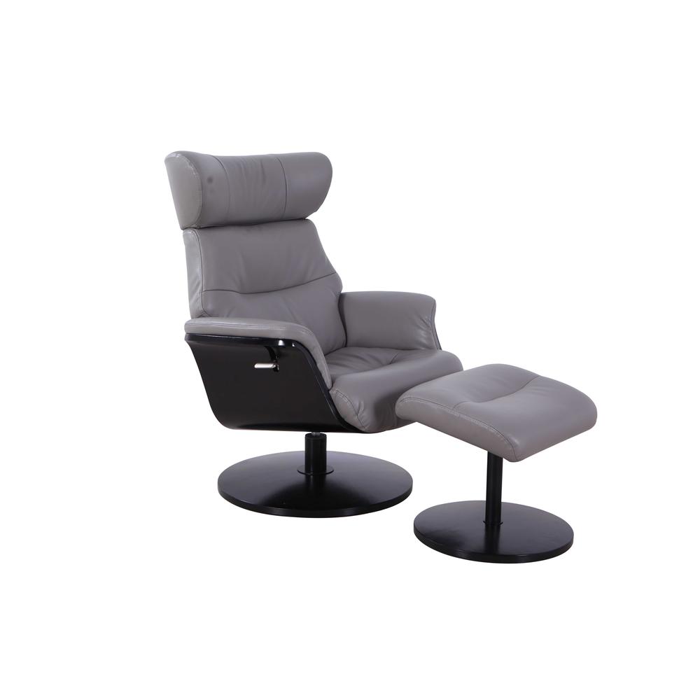 Relax-R Sennet Recliner and Ottoman in Steel Air Leather