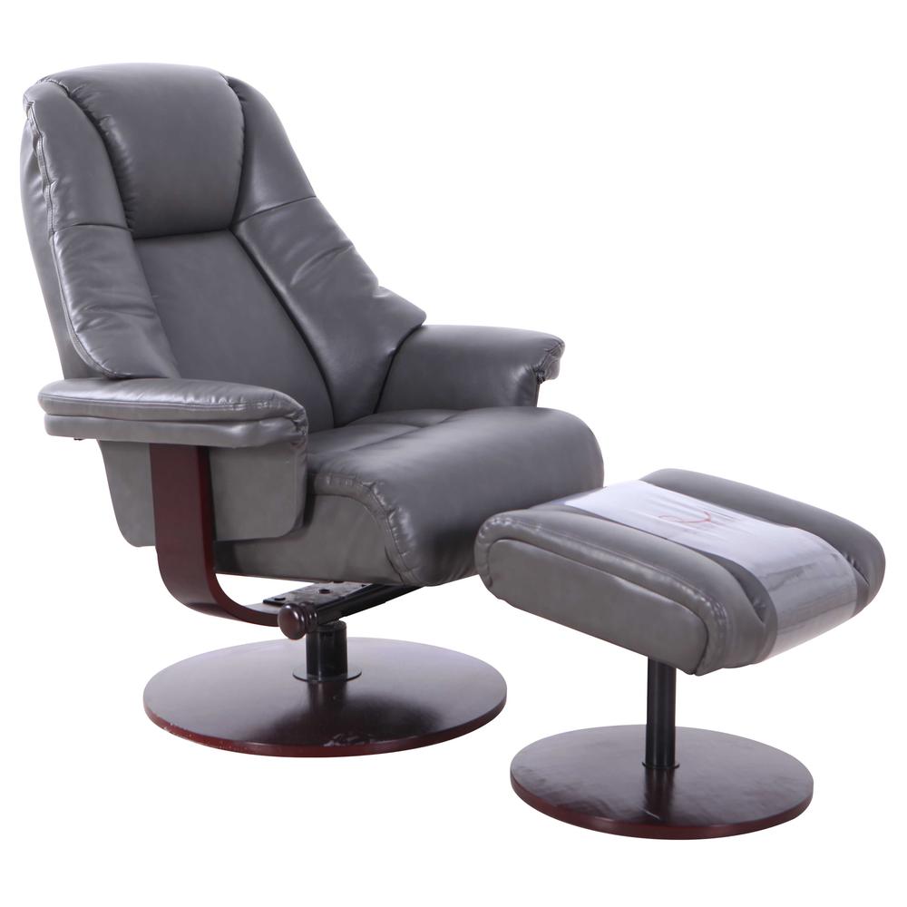 Relax-R Lindley Recliner and Ottoman in Charcoal Air Leather