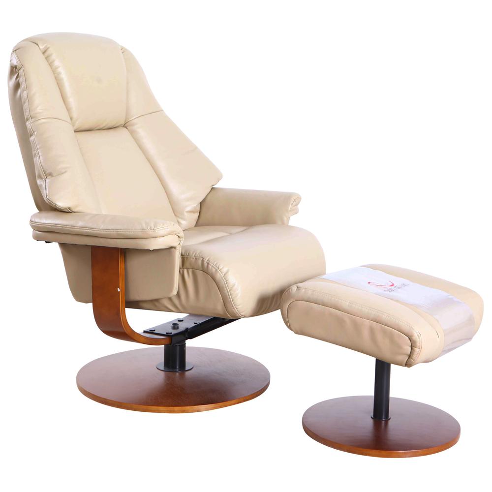 Relax-R Lindley Recliner and Ottoman in Cobble Air Leather