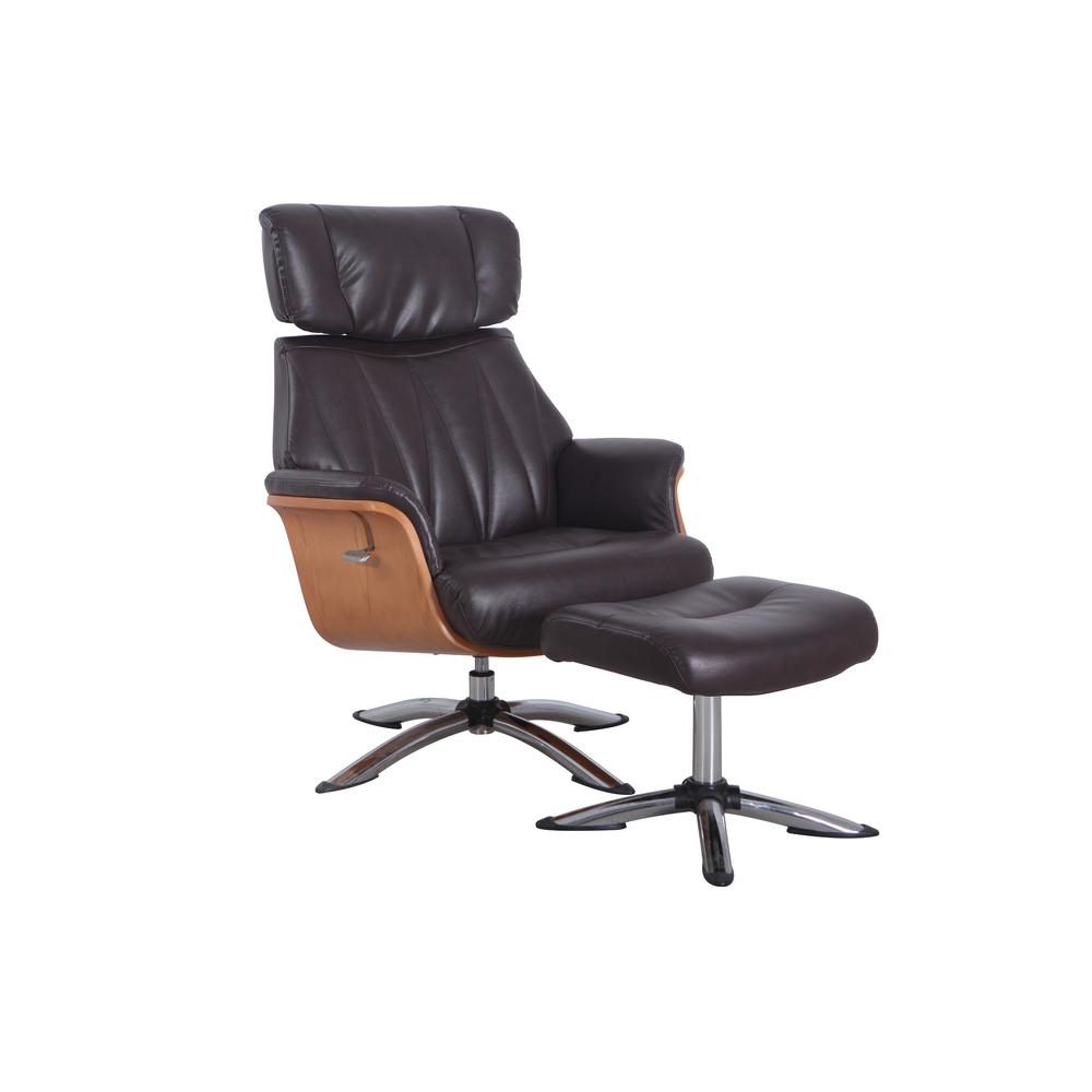 Relax-R Caitlin Recliner and Ottoman in Espresso Air Leather