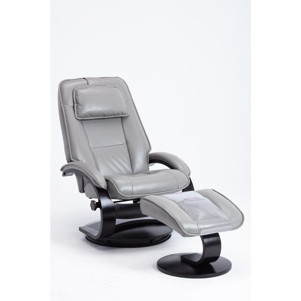Relax-R Brampton Recliner and Ottoman in Steel Air Leather