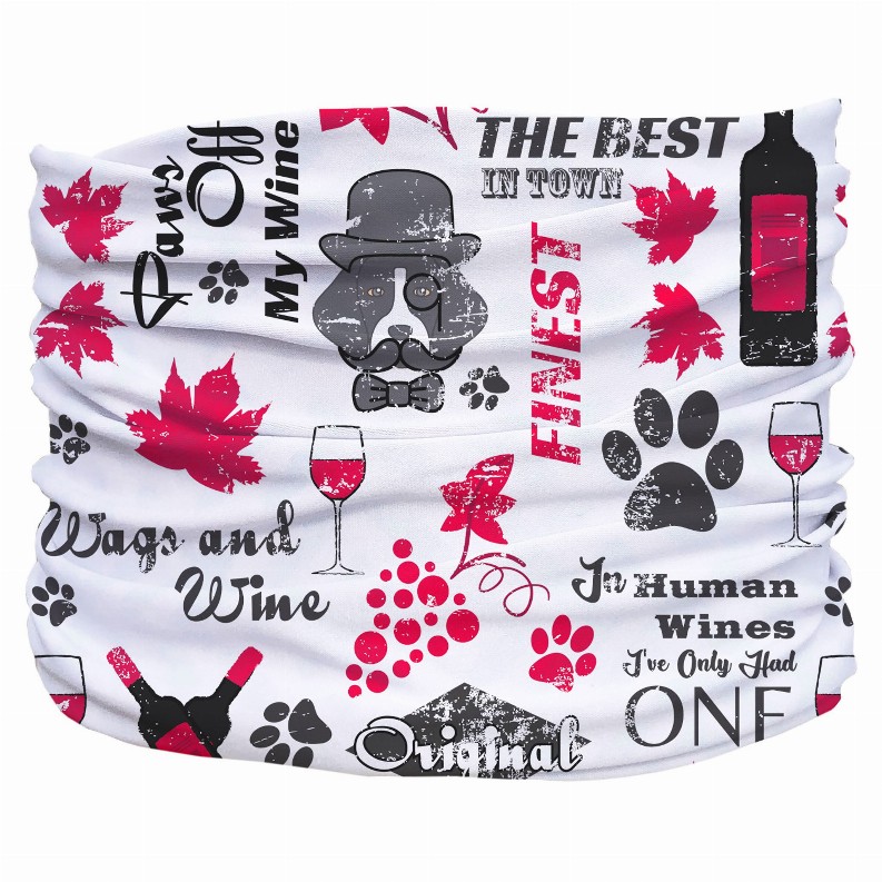 Wags and Wine Pup Scruff - Medium White,Red,Grey
