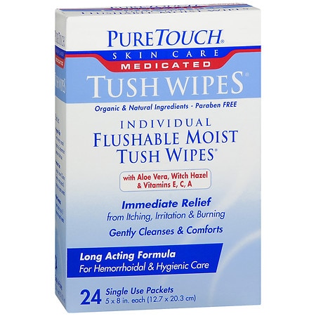 Puretouch Individual Flushable Moist Tush Wipes (24 Packets)