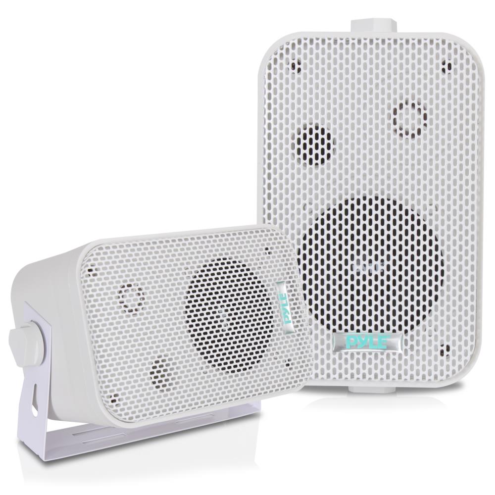 Pyle - PDWR30-W 3-1/2" 300 Watt Indoor Or Outdoor Waterproof Boxed Speaker Pair - In White