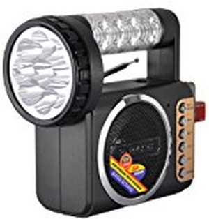 Qfx R57USR Portable Flashlight Fm Radio Rechareable Battery