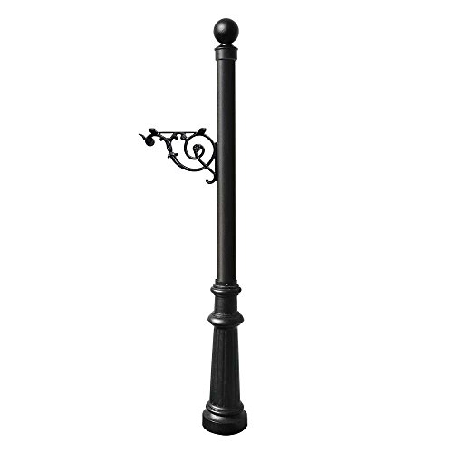 Black Lewiston Post Only with Support Brace, Fluted Base & Ball Finial
