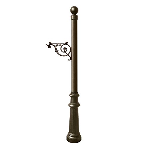 Bronze Lewiston Post Only with Support Brace, Fluted Base & Ball Finial