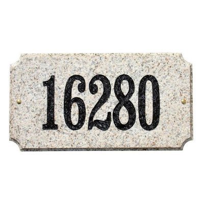 Solid Granite Address Plaque, Executive "Cut Corner" Rectangle, Sand Granite Polished