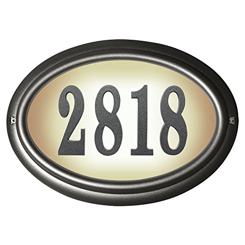 Edgewood Oval Lighted Address Plaque, Pewter