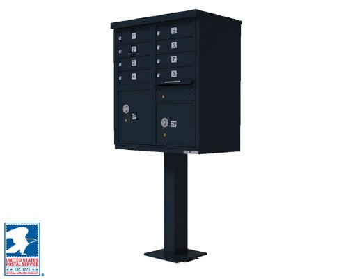 8 Door Cluster Box Unit for Tall Pedestal Stucco Columns, Black