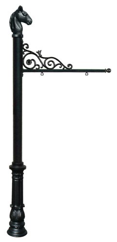 Prestige Real Estate Sign System with Horse Head Finial & Ornate Base in Black color