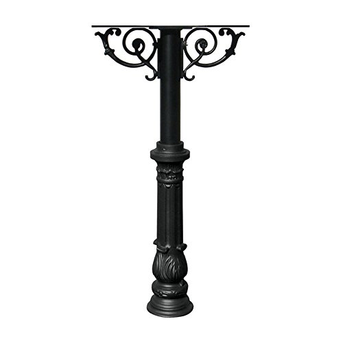 The Hanford Twin Mailbox System With Scroll Supports, Decorative Ornate Base