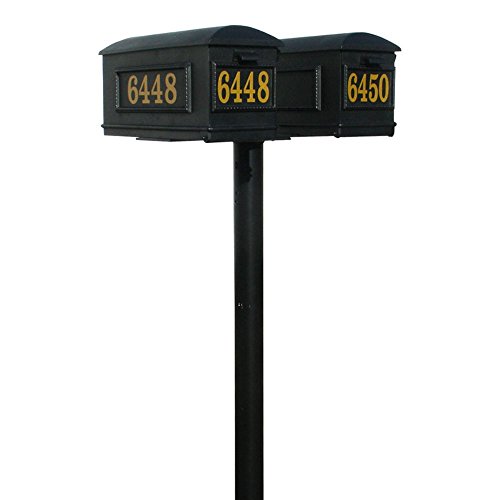 The Hanford TWIN (no scrolls) mailbox post system with Lewiston mailbox