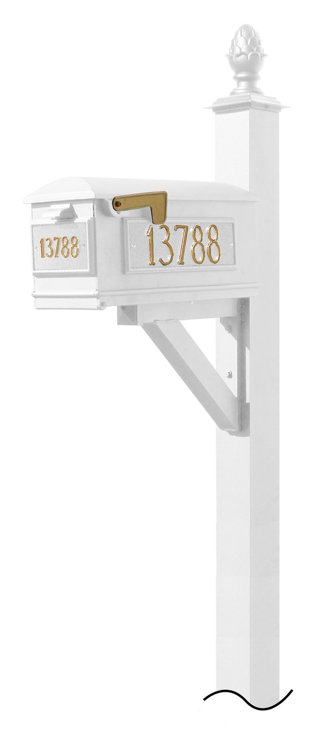 Westhaven System with Lewiston Mailbox, (3 Cast Plates) (No Base) Pineapple Finial in (White)