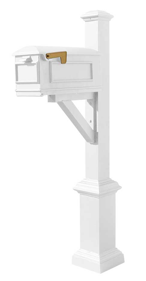 Westhaven System with Lewiston Mailbox, Square Base & Pyramid Finial in (White)