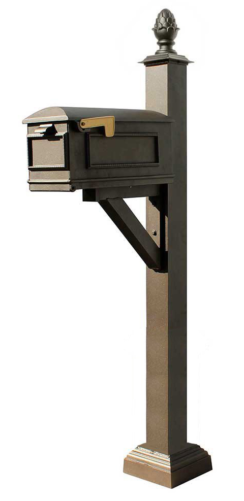Westhaven System with Lewiston Mailbox, Square Collar & Pineapple Finial in (Bronze)