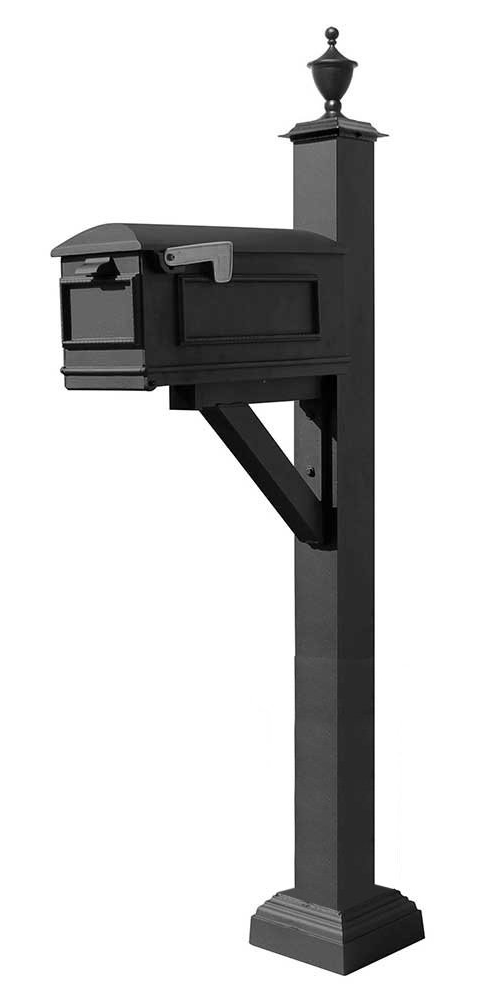 Westhaven System with Lewiston Mailbox, Square Collar & Urn Finial in (Black)