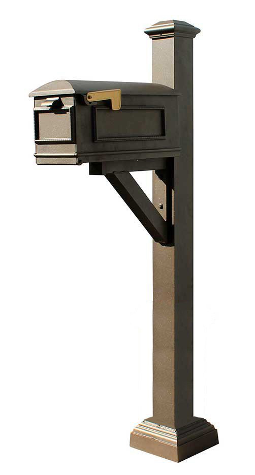 Westhaven System with Lewiston Mailbox, Square Collar & Pyramid Finial in (Bronze)
