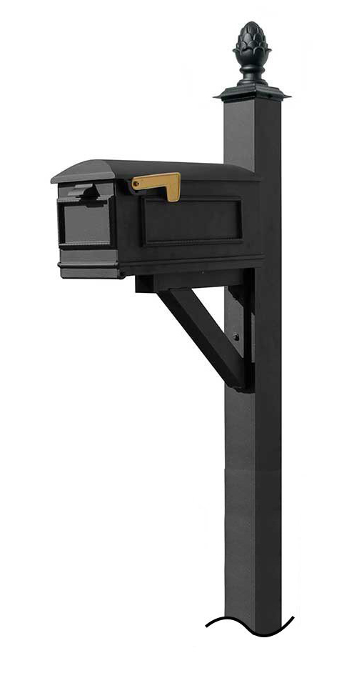 Westhaven System with Lewiston Mailbox (NO BASE) Pineapple Finial in (Black)